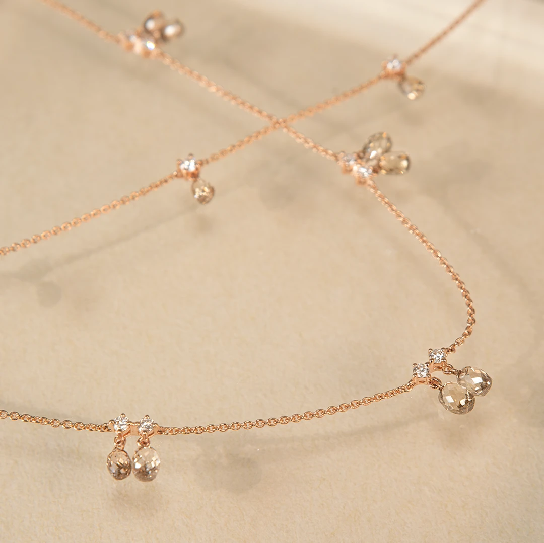 Ballerina briolette brown diamond necklace